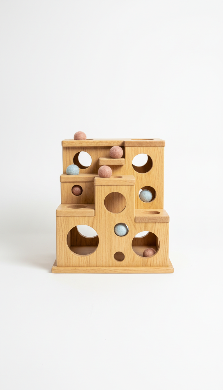 Natural Wood Interactive Cat Toy