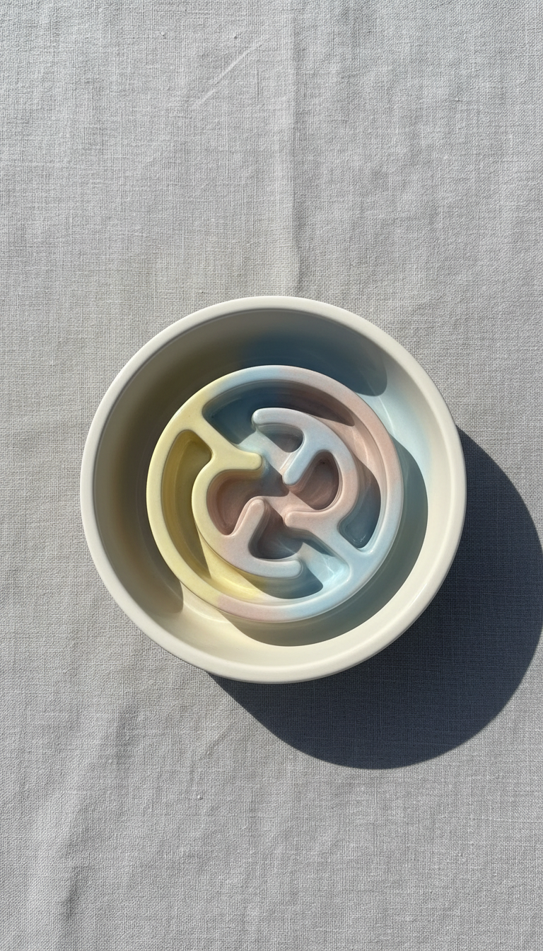 Pastel Ceramic Slow-Feed Bowl